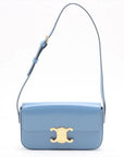 Pre-Loved Triomphe Shoulder Bag Leather Small with Gold Hardware, Light Blue