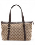 Pre-Loved Abbey Tote Monogram Coated Canvas Medium with Gold Hardware, Beige/Brown