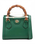 Pre-Loved Diana Bamboo Tote Leather Mini with Gold Hardware, Green