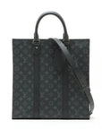 Pre-Loved Sac Plat Tote Monogram Coated Canvas with Silver Hardware, Black