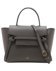 Pre-Loved Belt Bag Handbag Leather Micro with Gold Hardware, Gray