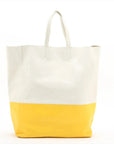 Pre-Loved Cabas Bi-Cabas Vertical Tote Leather with Gold Hardware, White and Yellow