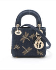 Pre-Loved Lady Dior Handbag Denim Mini with Gold Hardware, Blue