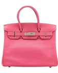 Pre-Loved Birkin Handbag Leather 30 with Palladium Hardware, Pink