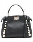 Pre-Loved Peekaboo Handbag Leather Mini with Silver Hardware, Black