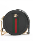 Pre-Loved Ophidia Round Mini Crossbody Bag Leather Mini with Gold Hardware, Black