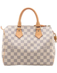 Pre-Loved Speedy Handbag Damier Coated Canvas 25 with Gold Hardware, Cream