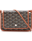 Pre-Loved Plumet Crossbody Bag Goyardine Chevron Coated Canvas with Silver Hardware, Black and Tan