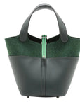 Pre-Loved Picotin Cargo Handbag Leather 18 with Palladium Hardware, Green