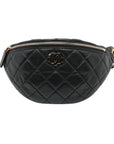 Pre-Loved Quilted Belt Bag Quilted Leather with Gold Hardware, Black
