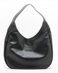 Pre-Loved Padded Nappa Leather Hobo Shoulder Bag Leather with Gold Hardware, Black