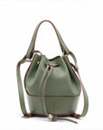 Pre-Loved Balloon Bucket Bag Leather Mini with Gold Hardware, Sage Green
