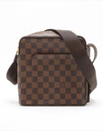 Pre-Loved Olav Crossbody Bag Damier Coated Canvas PM with Gold Hardware, Brown