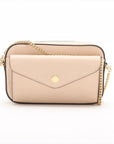 Pre-Loved GG Embossed Mini Chain Camera Bag Crossbody Bag Monogram Leather Mini with Gold Hardware, Beige