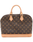 Pre-Loved Alma Handbag Monogram Coated Canvas PM with Gold Hardware, Brown