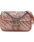 Pre-Loved GG Marmont Shoulder Bag Quilted Sequins Mini with Silver Hardware, Pink