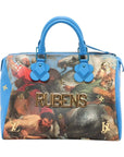Pre-Loved Speedy Masters Rubens Handbag Printed Coated Canvas 30 with Gold Hardware, Blue Multicolor