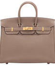 Pre-Loved Birkin Handbag Leather 25 with Gold Hardware, Etoupe