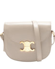 Pre-Loved Triomphe Besace Crossbody Bag Leather Small with Gold Hardware, Beige