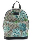 Pre-Loved GG Supreme Blooms Backpack Monogram Coated Canvas Small with Silver Hardware, Beige Blue Floral