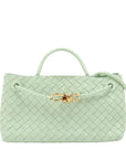 Pre-Loved Andiamo Handbag Intrecciato Leather Small with Gold Hardware, Mint Green