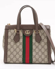 Pre-Loved Ophidia Tote GG Supreme Canvas Coated Small with Gold Hardware, Beige/Ebony