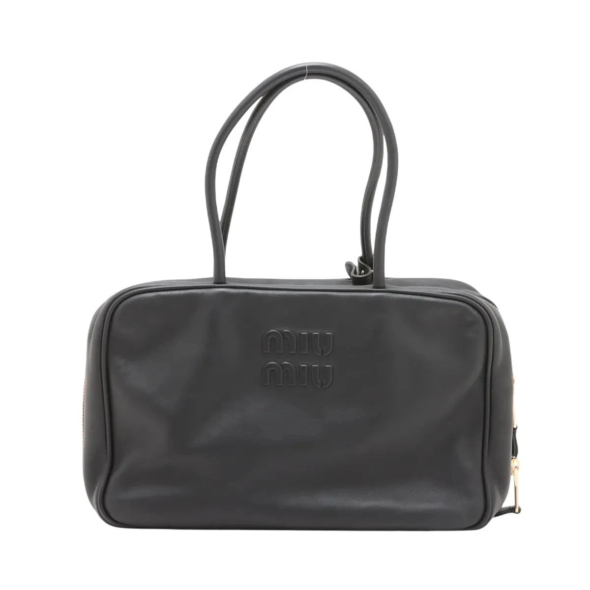 Pre-Loved Bowling Bag Handbag Leather with Gold Hardware, Black