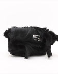 Pre-Loved Mamma Baguette Shoulder Bag Fur with Silver Hardware, Black