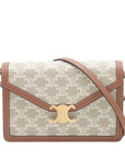 Pre-Loved Triomphe Wallet on Chain Crossbody Bag Triomphe Canvas with Gold Hardware, Beige and Tan