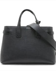 Pre-Loved The Banner Tote Leather Medium with Silver Hardware, Black