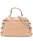 Pre-Loved Peekaboo Handbag Leather Micro with Silver Hardware, Beige