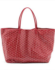 Pre-Loved Saint Louis Tote Goyardine Chevron Coated Canvas GM with Silver Hardware, Red