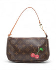 Pre-Loved Pochette Accessoires Cerises Pochette Monogram Coated Canvas with Gold Hardware, Brown