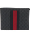 Pre-Loved GG Supreme Web Pouch Pochette Monogram Coated Canvas with Silver Hardware, Black