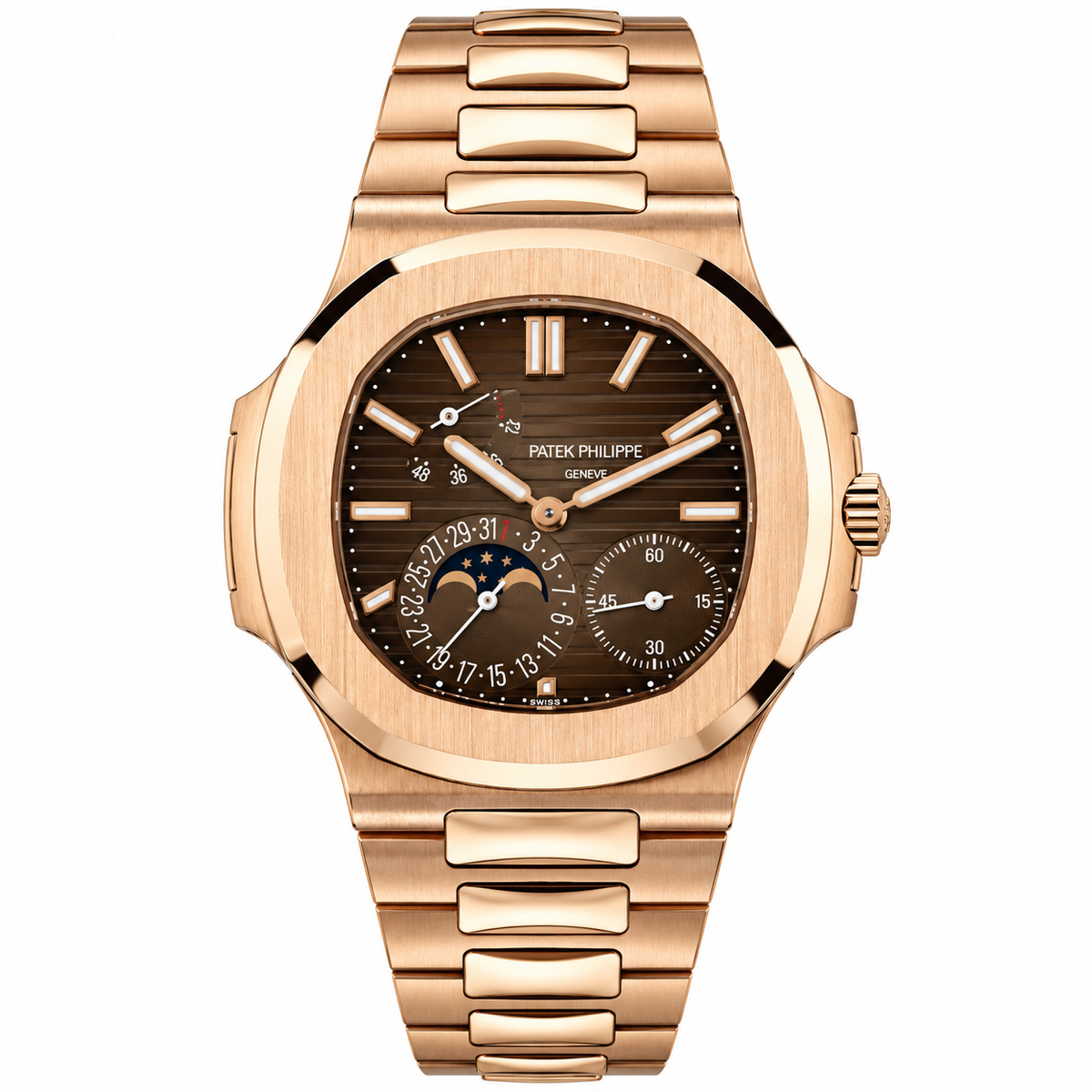 Pre-Loved Nautilus Moon Phases 5712/1R-001, Brown Dial