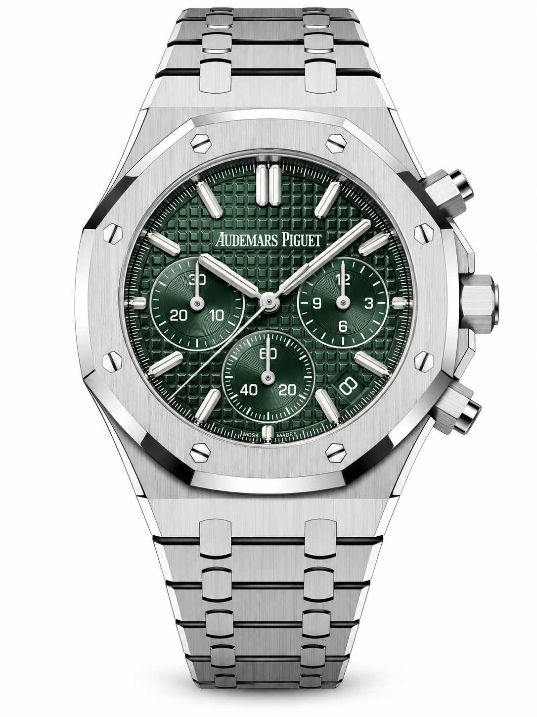 Pre-Loved Royal Oak Chronograph 41 mm 26240ST.OO.1320ST.08, Green Grande Tapisserie, silver-toned counters Dial