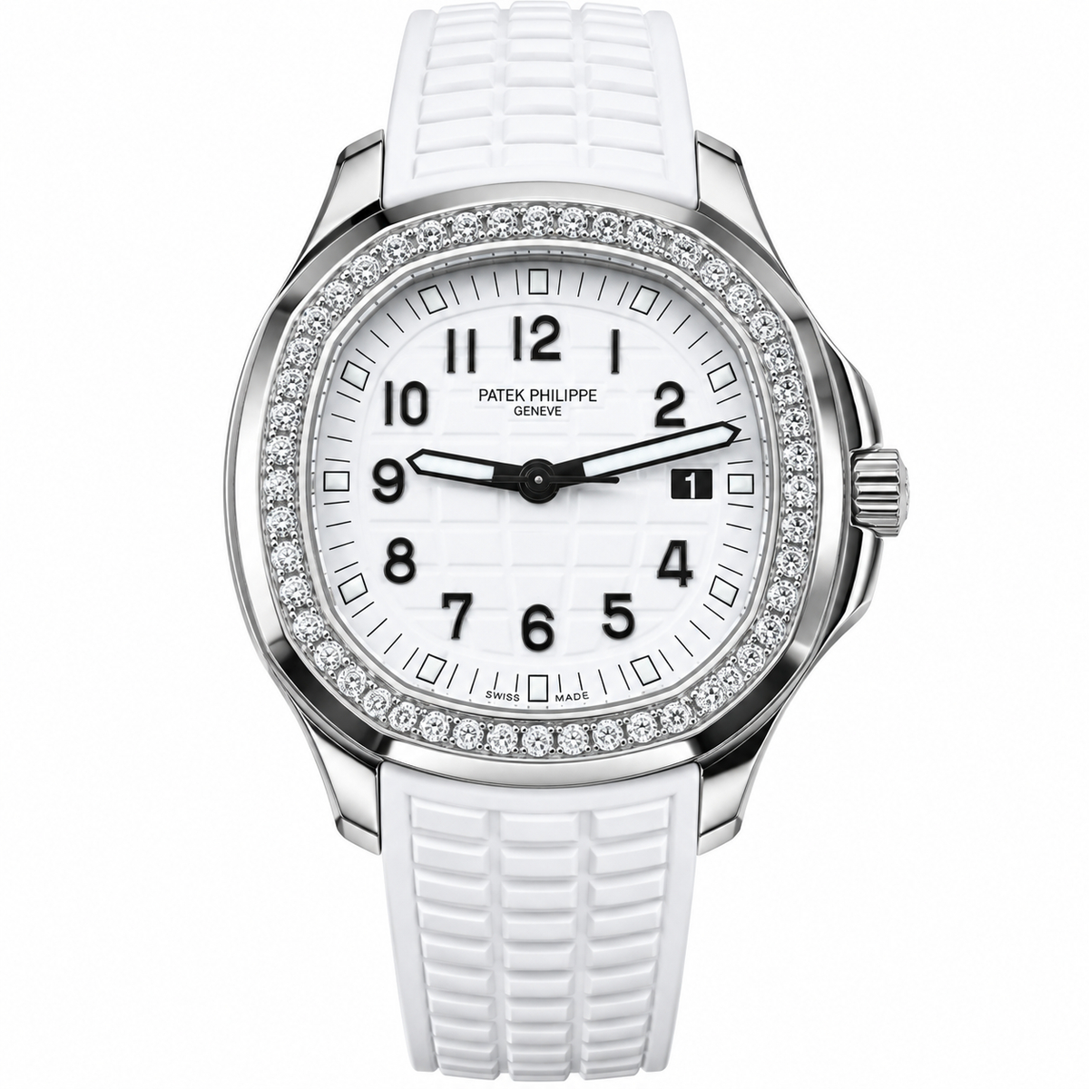 Pre-Loved Aquanaut Luce 5267/200A-010, Matte white embossed; blackened gold applied numerals Dial