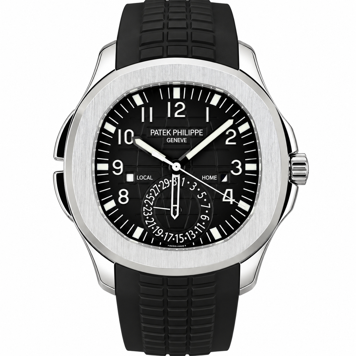Pre-Loved Aquanaut Travel Time 5164A-001, Black embossed Dial