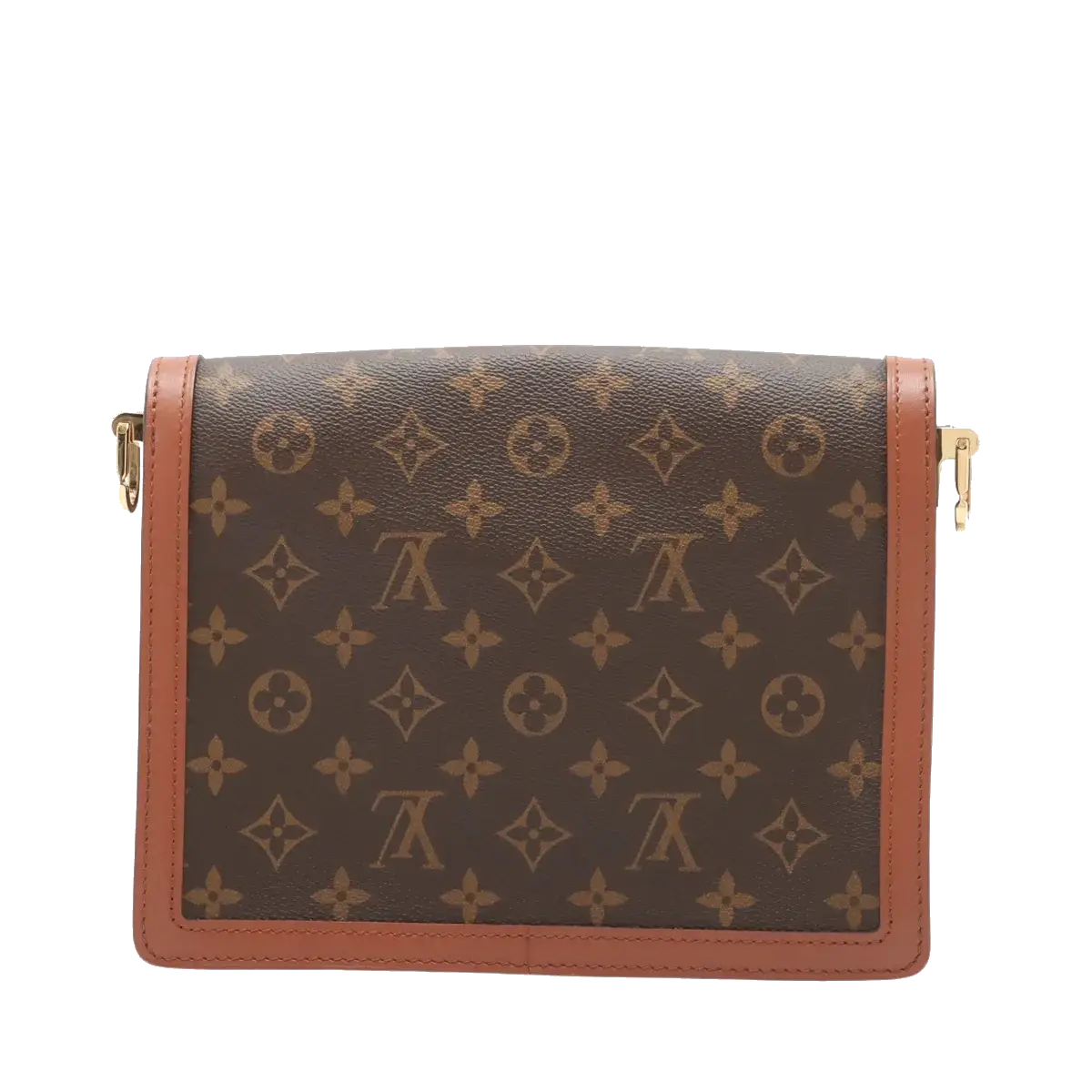 Pre-Loved Dauphine Shoulder Bag Monogram Coated Canvas MM with Gold Hardware, Brown