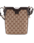 Pre-Loved Jackie Crossbody Bag Monogram Coated Canvas Mini with Gold Hardware, Beige Brown