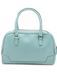 Pre-Loved Boston Handbag Microguccissima Leather Small with Gold Hardware, Light Blue