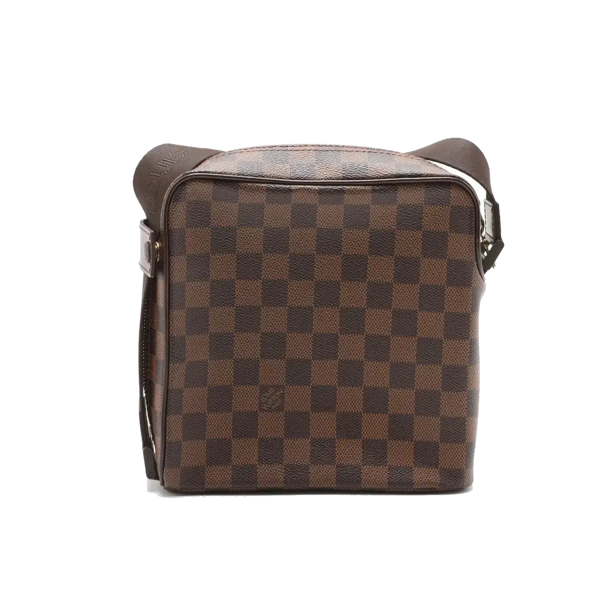 Pre-Loved Olav Crossbody Bag Damier Coated Canvas PM with Gold Hardware, Brown
