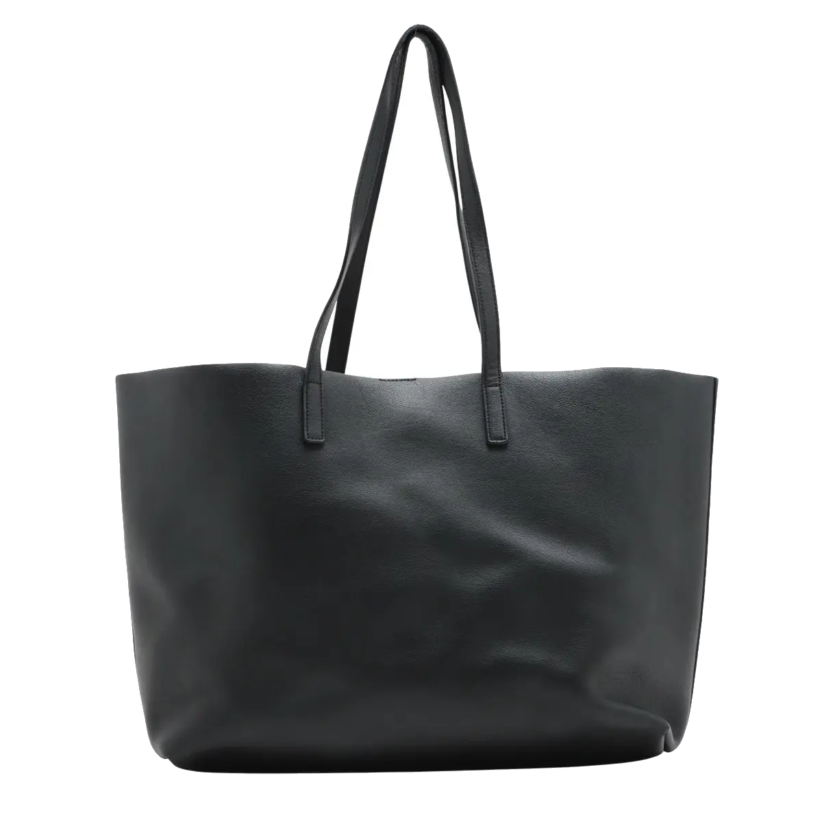 Pre-Loved Shopping Tote Leather with Gold Hardware, Black