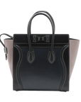 Pre-Loved Luggage Tote Leather Micro with Gold Hardware, Black and Grey