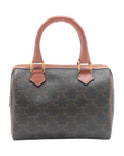 Pre-Loved Boston Triomphe Handbag Triomphe Coated Canvas Small with Gold Hardware, Brown