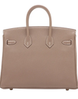 Pre-Loved Birkin Handbag Leather 25 with Gold Hardware, Etoupe