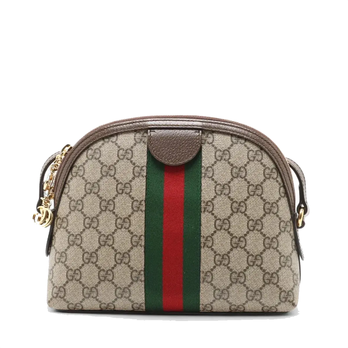 Pre-Loved Ophidia Crossbody Bag Monogram Coated Canvas Small with Gold Hardware, Beige/Ebony