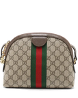 Pre-Loved Ophidia Crossbody Bag Monogram Coated Canvas Small with Gold Hardware, Beige/Ebony