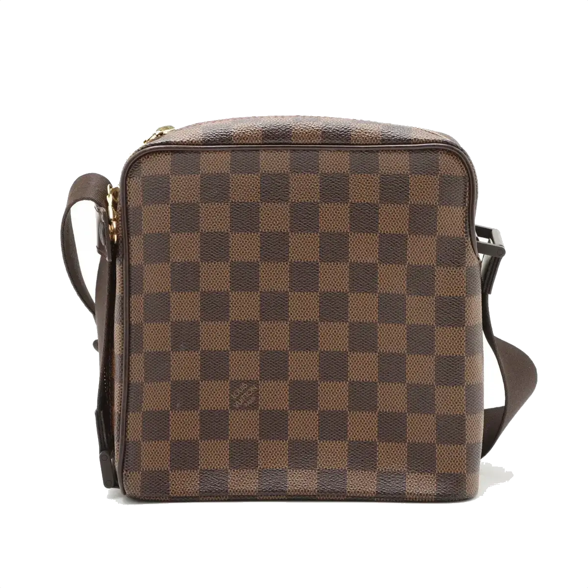 Pre-Loved Olav PM Crossbody Bag Damier Canvas Coated with Gold Hardware PM, Brown