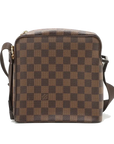 Pre-Loved Olav PM Crossbody Bag Damier Canvas Coated with Gold Hardware PM, Brown